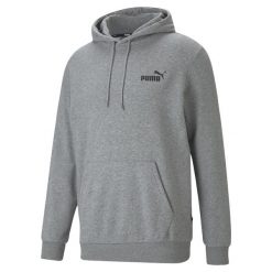 Sweatshirt bluza z kapturem z małym logo Puma ESS TR. Szare bluzy nierozpinane męskie Puma, xl, bez wzorów, sportowe, bez ramiączek, z kapturem. Za 226.95 zł.
