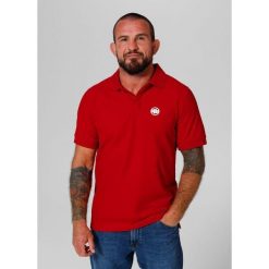 Koszulka męska Pitbull Polo Pique Rockey. Czerwone koszulki polo męskie PITBULL, m, bez wzorów, casualowe, bez kołnierzyka, bez ramiączek. Za 129.99 zł.