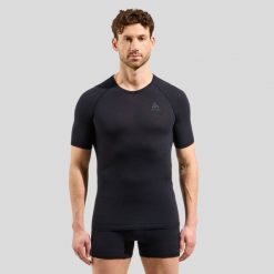 Koszulka termoaktywna męska Odlo Merino PW 140 Seamless BL Top Crew Neck SS. Czarne bielizna termoaktywna męska Odlo, m, bez wzorów, bez ramiączek. Za 379.99 zł.