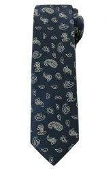 Modny, Męski Krawat we Wzór Paisley - 6 cm - Angelo di Monti, Granatowo-Biały. Niebieskie krawaty i muchy męskie Angelo di Monti, bez wzorów. Za 45.00 zł.
