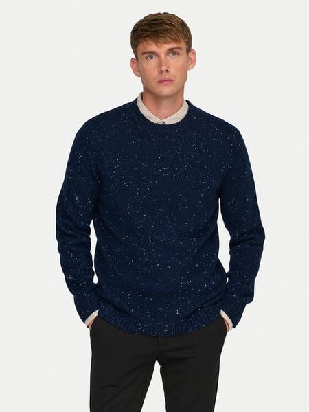 Only & Sons Sweter Ricky 22031539 Granatowy Regular Fit. Niebieskie kardigany męskie Only & Sons, m, bez wzorów, z wełny, bez ramiączek. Za 109.99 zł.