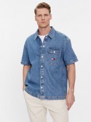 Tommy Jeans Koszula jeansowa DM0DM18957 Niebieski Regular Fit. Niebieskie koszule męskie Tommy Jeans, m, bez wzorów, z bawełny, bez kołnierzyka, bez ramiączek. Za 299.99 zł.
