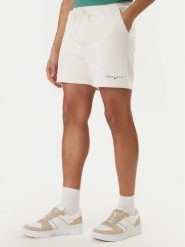 Tommy Jeans Szorty sportowe Contrast Linear DM0DM22697 Biały Regular Fit. Białe szorty sportowe męskie Tommy Jeans, bez wzorów, z bawełny, sportowe. Za 209.99 zł.