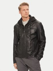 Serge Pariente Kurtka skórzana Erico Czarny Regular Fit. Czarne kurtki męskie Serge Pariente, m, bez wzorów, ze skóry, bez ramiączek, bez kaptura. Za 609.99 zł.
