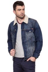 MUSTANG New York Shearling MĘSKA KURTKA SHERPA JEANSOWA DENIM BLUE 1006704 5000 984. Niebieskie kurtki męskie Mustang, na zimę, m, bez wzorów, z bawełny, bez ramiączek, bez kaptura. W wyprzedaży za 119.99 zł.