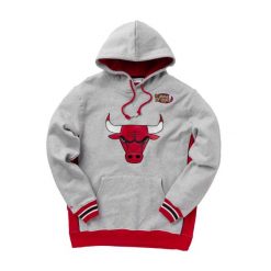 Bluza z kapturem Chicago Bulls. Szare bluzy z kapturem męskie Mitchell & Ness, bez wzorów, z kapturem. Za 497.00 zł.