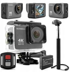 Kamera Sportowa 4K UHD 30FPS Akcesoria WiFi Pilot Kij Bateria Wodoodporna. Kamery sportowe GoMedia. Za 347.79 zł.