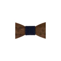 Mucha męska drewniana kotwice EM Men's Accessories. Brązowe krawaty i muchy męskie Em men's accessories, z materiału, wizytowe. Za 129.99 zł.