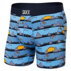 Bokserki termoaktywne męskie Saxx Ultra Super Soft Boxer Brief Fly. Niebieskie bielizna termoaktywna męska Saxx, m, bez wzorów, bez ramiączek, do biegania. Za 107.99 zł.