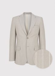 PAKO LORENTE - Beżowa marynarka garniturowa w prążek. Brązowe marynarki męskie Pako Lorente, m, bez wzorów, z poliesteru. Za 1,999.99 zł.