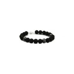 Bransoletka Męska Lawa i Hematyt srebro. Czarne biżuteria dla mężczyzn Brazi druse jewelry. Za 120.00 zł.
