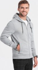 Ombre Bluza męska rozpinana z kapturem - szary melanż V2 OM-SSZP-22SS-010 XL. Szare bluzy rozpinane męskie Ombre, m, bez wzorów, bez ramiączek, z kapturem. Za 139.99 zł.