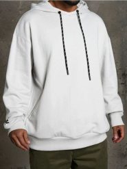 Bluza hoodie z kieszeniami - kremowy. Białe bluzy nierozpinane męskie Sinsay, l, bez wzorów, bez ramiączek, bez kaptura. Za 79.99 zł.