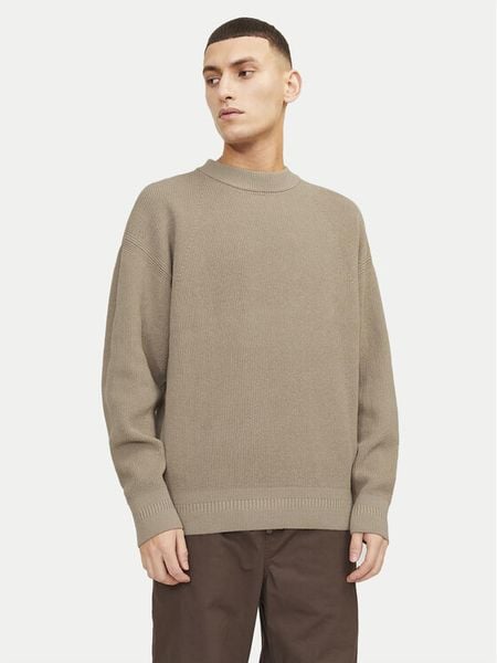 Jack & Jones Sweter 12260041 Beżowy Relaxed Fit. Brązowe kardigany męskie Jack & Jones, m, bez wzorów, z bawełny, bez ramiączek. Za 129.99 zł.