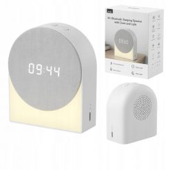 PRZENOŚNY GŁOŚNIK BLUETOOTH BEZPRZEWODOWY BIAŁY USB LAMPKA ZEGAR MELODIE. Białe głośniki przenośne AMT. Za 109.99 zł.