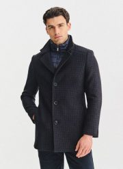 PAKO LORENTE - Płaszcz jednorzędowy w pepitkę. Płaszcze męskie Pako Lorente, na jesień, bez wzorów, z poliesteru, bez kaptura. Za 999.99 zł.