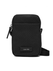 Calvin Klein Saszetka Embossed Woven Slim Reporter LV04D3221G Czarny. Czarne saszetki męskie Calvin Klein, bez wzorów, ze skóry. Za 329.99 zł.