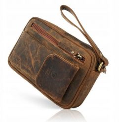 Paolo Peruzzi Skórzana saszetka męska do ręki vintage T-56-HBR. Saszetki męskie Paolo Peruzzi, bez wzorów. Za 168.93 zł.