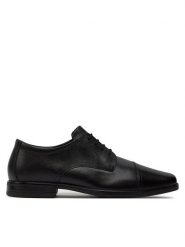 Clarks Półbuty Howard Cap 261620127 Czarny. Czarne eleganckie półbuty męskie Clarks, ze skóry, wizytowe, bez obcasa, bez zapięcia. Za 279.99 zł.