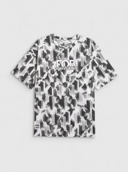 4F T-shirt oversize z nadrukiem męski - multikolor L. T-shirty męskie 4f, l, bez wzorów, z bawełny, bez kołnierzyka, bez ramiączek. Za 79.99 zł.