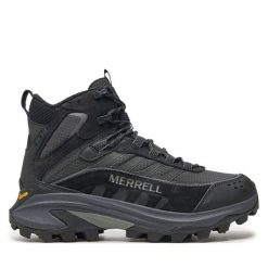 Trekkingi Merrell. Czarne buty zimowe męskie Merrell, bez wzorów, sportowe, bez obcasa, bez zapięcia. Za 919.99 zł.