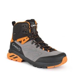 Buty trekkingowe męskie GTX Aku Reactive. Czarne buty trekkingowe męskie Aku, bez wzorów, ze skóry, sportowe, bez obcasa, bez zapięcia. Za 449.00 zł.