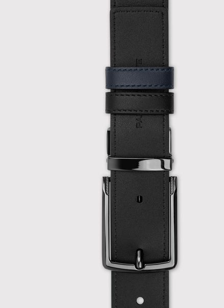 PAKO LORENTE – Dwustronny skórzany pasek męski. Czarne paski męskie Pako Lorente, bez wzorów, ze skóry. Za 199.99 zł.