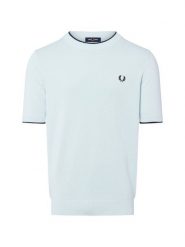Fred Perry Męska koszula z dzianiny Mężczyźni Bawełna niebieski wypukły wzór tkaniny, M. Niebieskie koszule męskie Fred Perry, m, bez wzorów, z bawełny, bez kołnierzyka, bez ramiączek. Za 599.95 zł.