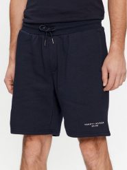 Tommy Hilfiger Szorty sportowe Logo MW0MW34201 Granatowy Regular Fit. Niebieskie szorty sportowe męskie Tommy Hilfiger, bez wzorów, z bawełny, sportowe. Za 299.99 zł.