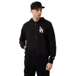 Bluza New Era League Essential Fz Losdod Blkwhi Dorosłych. Białe bluzy nierozpinane męskie New Era, m, bez wzorów, z bawełny, bez ramiączek, bez kaptura. Za 249.99 zł.