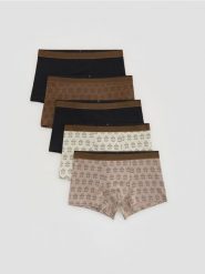 Bokserki ze świątecznym wzorem 5 pack - beżowy. Brązowe bokserki męskie Reserved, l, bez wzorów. Za 99.99 zł.