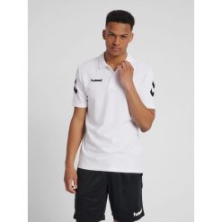 Koszulka tenisowa polo męska Hummel Go Cotton Polo. Białe koszulki polo męskie HUMMEL, m, bez wzorów, sportowe, bez kołnierzyka, bez ramiączek. Za 99.00 zł.
