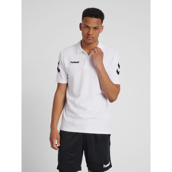 Koszulka tenisowa polo męska Hummel Go Cotton Polo. Białe koszulki polo męskie HUMMEL, l, bez wzorów, sportowe, bez kołnierzyka, bez ramiączek. Za 99.00 zł.