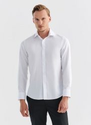 PAKO LORENTE – Koszula męska BODHI P000B-1X-508-B. Białe koszule męskie Pako Lorente, m, bez wzorów, z bawełny, bez kołnierzyka, bez ramiączek. Za 99.99 zł.