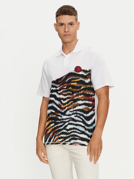 Just Cavalli Polo 76OAG6R1 Biały Regular Fit. Białe koszulki polo męskie Just Cavalli, m, bez wzorów, z bawełny, bez kołnierzyka, bez ramiączek. Za 549.00 zł.