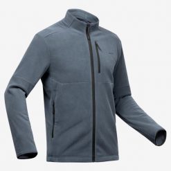 Polar turystyczny męski Quechua MH500 zamek. Szare bluzy z polaru męskie QUECHUA, l, bez wzorów, z materiału, sportowe, bez ramiączek, bez kaptura. Za 119.99 zł.