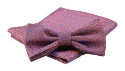 Mucha Męska z Poszetką, Pomarańczowo-Chabrowa, Wzór Geometryczny - Alties. Niebieskie krawaty i muchy męskie Alties, bez wzorów, eleganckie. Za 54.00 zł.