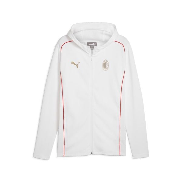 Casualowa bluza dresowa Milan AC 2024/25. Białe bluzy nierozpinane męskie Puma, bez wzorów, z dresówki, sportowe, bez ramiączek, bez kaptura. W wyprzedaży za 297.00 zł.