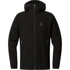 Kurtka przeciwdeszczowa męska Rosson Softshell Hood. Czarne kurtki męskie Haglöfs, m, bez wzorów, z softshellu, bez kaptura, trekkingowe. Za 503.99 zł.