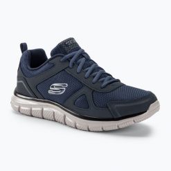 Buty męskie SKECHERS Track Scrolic. Niebieskie buty treningowe męskie Skechers, bez wzorów, bez zapięcia. Za 219.99 zł.