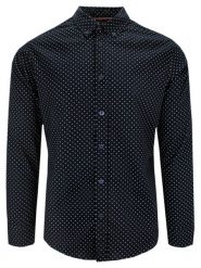 Koszula Casualowa, Czarna w Drobny Wzór, Bawełniana, Delikatnie Taliowana, Długi Rękaw -PAKO JEANS. Czarne koszule męskie Pako Jeans, xxl, bez wzorów, z bawełny, bez kołnierzyka, bez ramiączek. Za 169.00 zł.