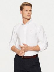 Tommy Hilfiger Koszula Solid Heritage MW0MW35774 Biały Regular Fit. Białe koszule męskie Tommy Hilfiger, l, bez wzorów, z bawełny, bez kołnierzyka, bez ramiączek. Za 279.99 zł.