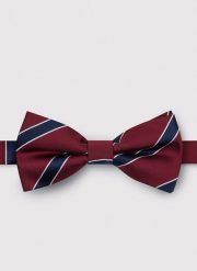 PAKO LORENTE – Bordowa mucha w pasy. Czerwone krawaty i muchy męskie Pako Lorente, bez wzorów, eleganckie. Za 39.99 zł.