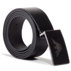 Pasek Męski Emporio Armani. Czarne paski męskie Emporio Armani, bez wzorów. Za 379.99 zł.