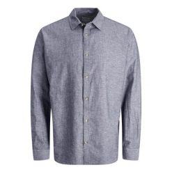 Koszula Jack & Jones letnia mieszanka lnu sprany denim. Koszule męskie Jack&Jones, na lato, m, bez wzorów, z denimu, bez kołnierzyka, bez ramiączek. Za 190.35 zł.