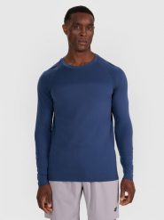 4F Longsleeve treningowy bezszwowy męski - granatowy L/XL. Niebieskie koszulki męskie z długim rękawem 4f, l, bez wzorów, z materiału, klasyczne, bez kołnierzyka, bez ramiączek. Za 149.99 zł.