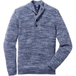 Sweter z plisą guzikową Regular Fit bonprix indygo wzorzysty. Niebieskie swetry męskie bonprix, ze stójką, z krótkim rękawem. Za 109.99 zł.