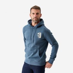 Bluza wędkarska z kapturem Caperlan ciepła. Niebieskie bluzy z kapturem męskie CAPERLAN, xl, bez wzorów, z bawełny, z kapturem. Za 119.99 zł.