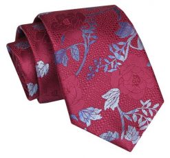 Krawat - ALTIES - Czerwony w Kwiaty. Czerwone krawaty i muchy męskie Alties, bez wzorów, z tkaniny, eleganckie. Za 49.00 zł.
