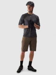 4F Spodenki rowerowe MTB męskie - brązowe L. Brązowe szorty sportowe męskie 4f, bez wzorów, z elastanu, sportowe, z podwyższonym stanem. W wyprzedaży za 139.99 zł.